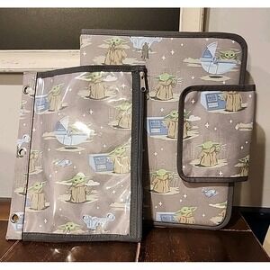 Pottery Barn Kids 3 ring Binder & Pencil Case Grogu Star Wars Baby Yoda Glow